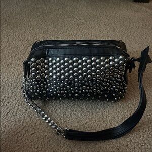Zara Black Crossbody Bag with Silver Studs